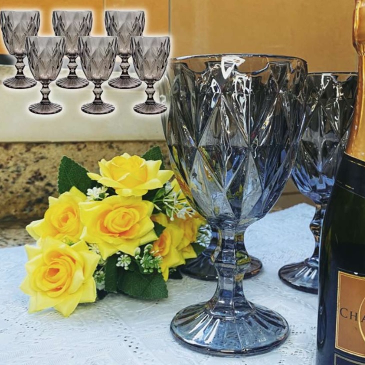 Jogo de Copos de Vidro Cinza 330ml 6 Peças – Haus Empire Diamond na Magazine Luiza