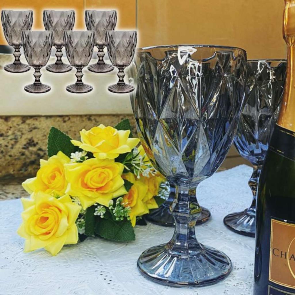 Jogo de Copos de Vidro Cinza 330ml 6 Peças – Haus Empire Diamond na Magazine Luiza