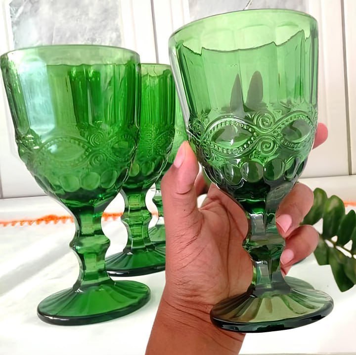 Jogo de Copos de Vidro Verde 330ml 6 Peças Haus Empire Lace na Amazon