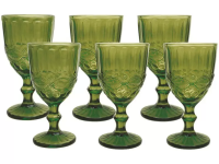 Jogo de Copos de Vidro Verde 330ml – 6 Peças – Haus Empire Lace na Magazine Luiza