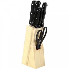 Jogo de Facas com Cepo e Tesoura 8 Peças - Casual Home na Americanas