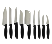 Jogo de Facas Tramontina Plenus com Lâminas em Aço Inox e Cabos de Polipropileno Preto 9 Peças na Amazon