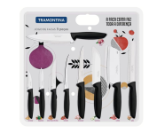 Jogo de Facas Tramontina Plenus com Lâminas em Aço Inox e Cabos de Polipropileno Preto – 9 Peças na Amazon