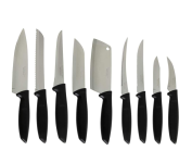 Jogo de Facas Tramontina Plenus com Lâminas em Aço Inox e Cabos de Polipropileno – 9 Peças na Amazon