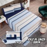 Jogo de Lençol Queen 4 Peças Estampado 200 Fios Casa Dona na Amazon