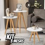 Jogo De Mesas Trio Mesa Redonda Pé Palito Retro na Amazon
