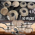 Jogo de Panelas 10 Peças Bianco Antiaderente com Tampa de Vidro na Amazon