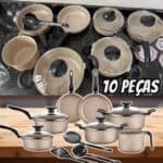 Jogo de Panelas 10 Peças Bianco Antiaderente com Tampa de Vidro na Amazon