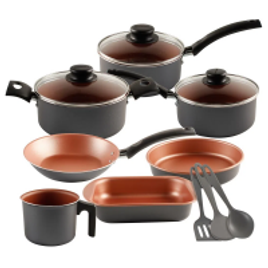 Jogo de Panelas 10 Peças Tramontina Turim Starflon T1 Bronze/Grafite na Casas Bahia
