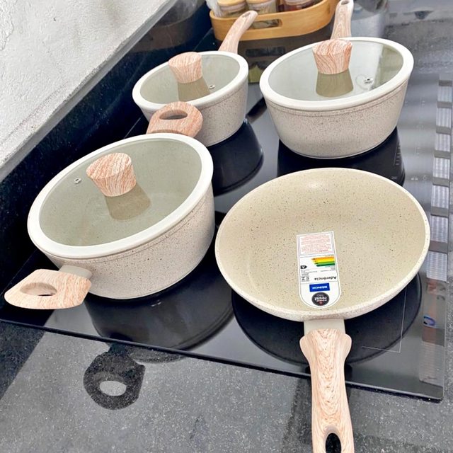 Jogo de Panelas 4 Peças com Fundo de Indução Antiaderente Ceramic Life Sirius Brinox – Vanilla na Amazon