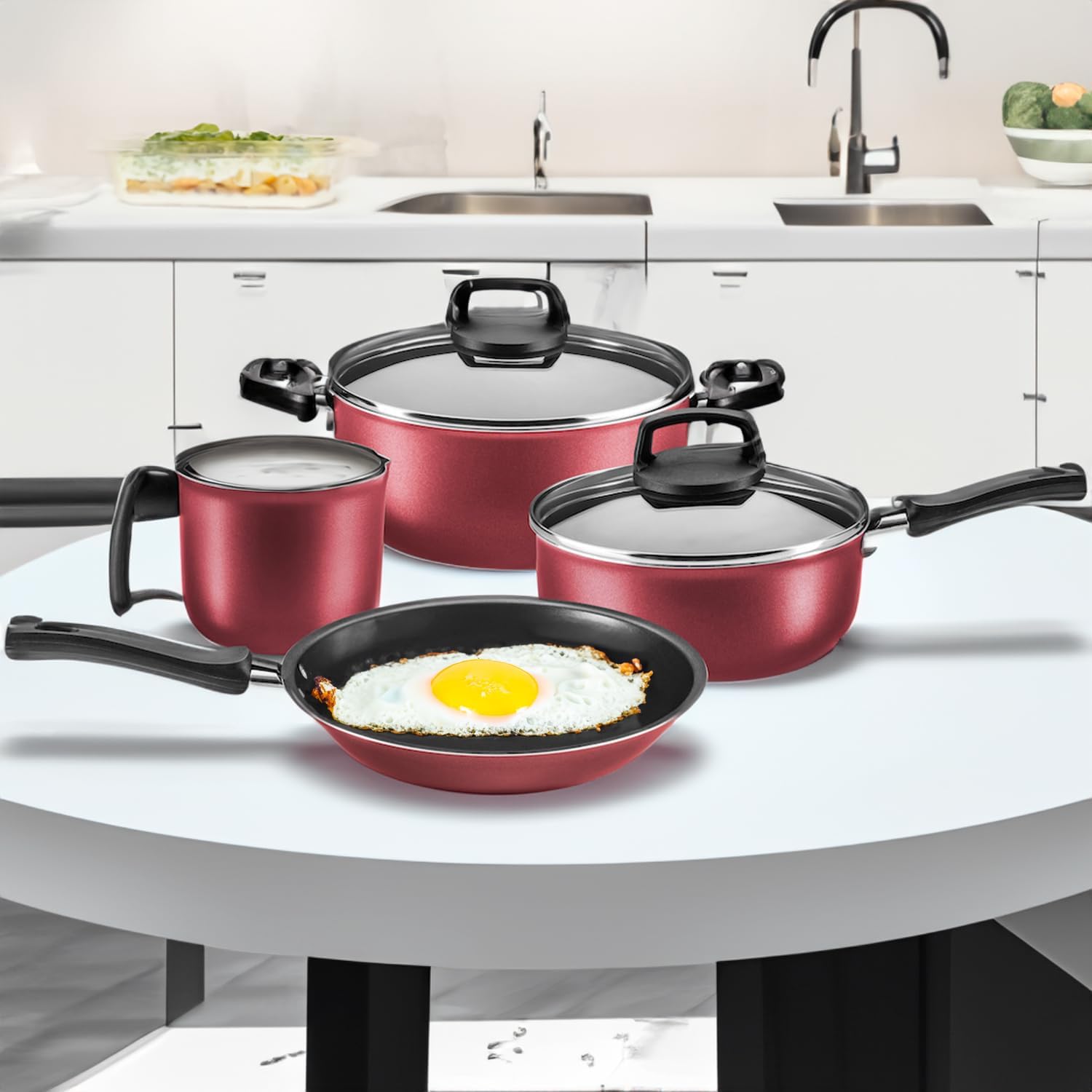 Jogo de Panelas 4 Peças em alumínio com Antiaderente Superflon BKZA com Panela Fervedor e Caçarola na Amazon