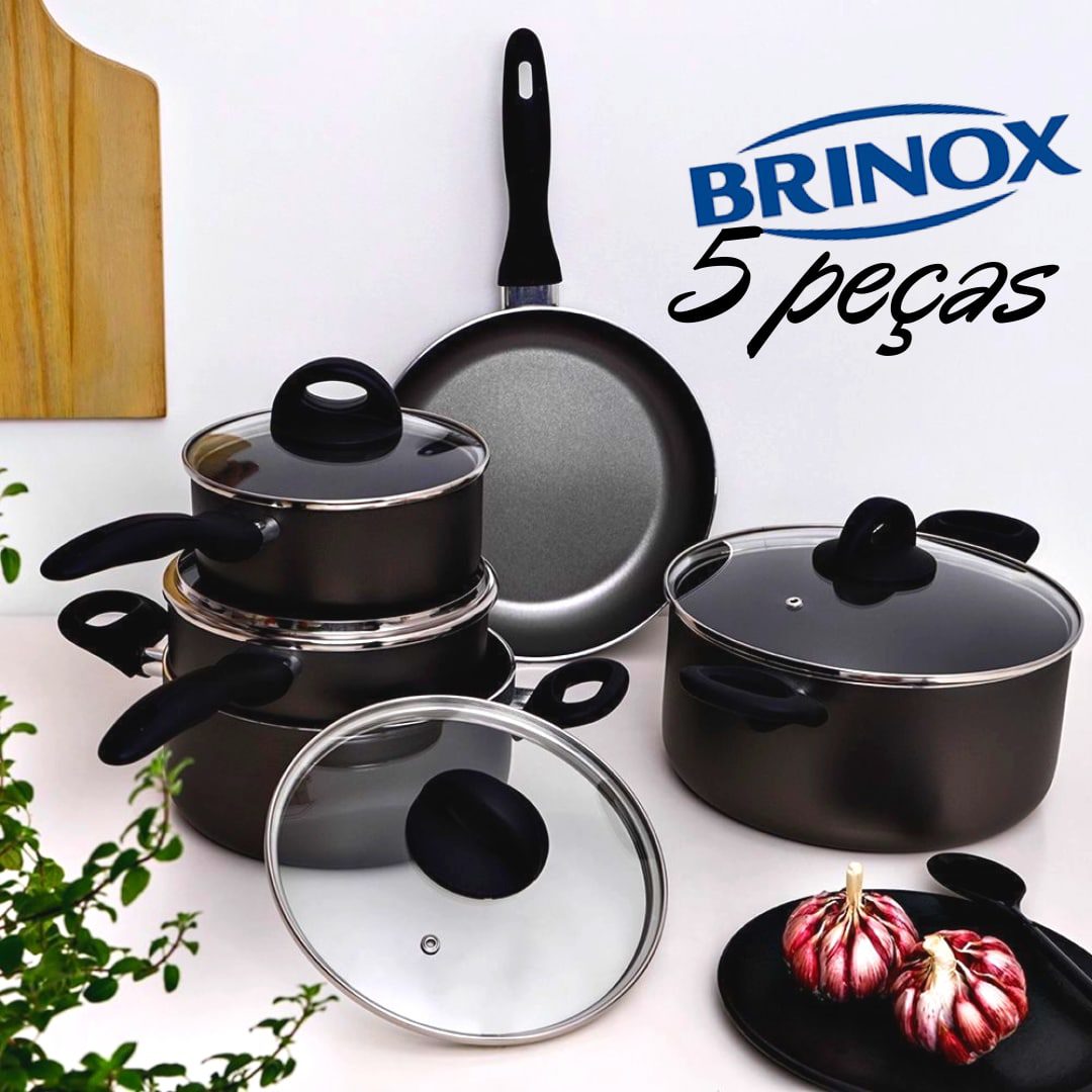 Jogo de panelas 5 peças antiaderente Nostra Grafite – Casual Home By Brinox na Americanas