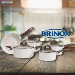 Jogo de Panelas 5 Peças Ceramic Life Granada com Fundo de Indução Brinox – Vanilla na Amazon