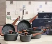 Jogo de Panelas 5 Peças, Frigideira, Caçarola em Alumínio Cerâmic-Flon Titanium MTA na Amazon