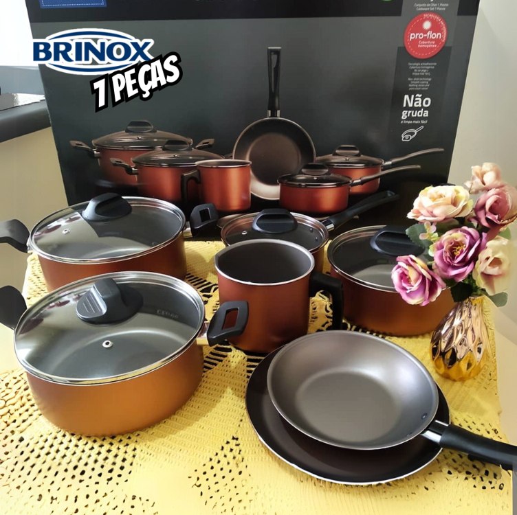 Jogo de Panelas 7 peças Clove, Cobre, Brinox na Amazon Jogo de Panelas 7 peças Clove, Cobre, Brinox na Amazon