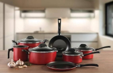 Jogo de Panelas 7 Peças Garlic, Vermelho, Brinox na Amazon