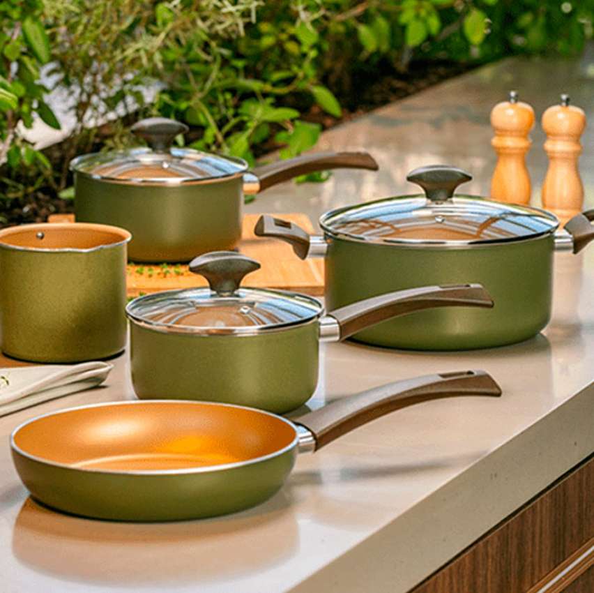 Jogo de Panelas Antiaderente Brinox Conjunto Green Planet Kit 5 Peças na Magazine Luiza
