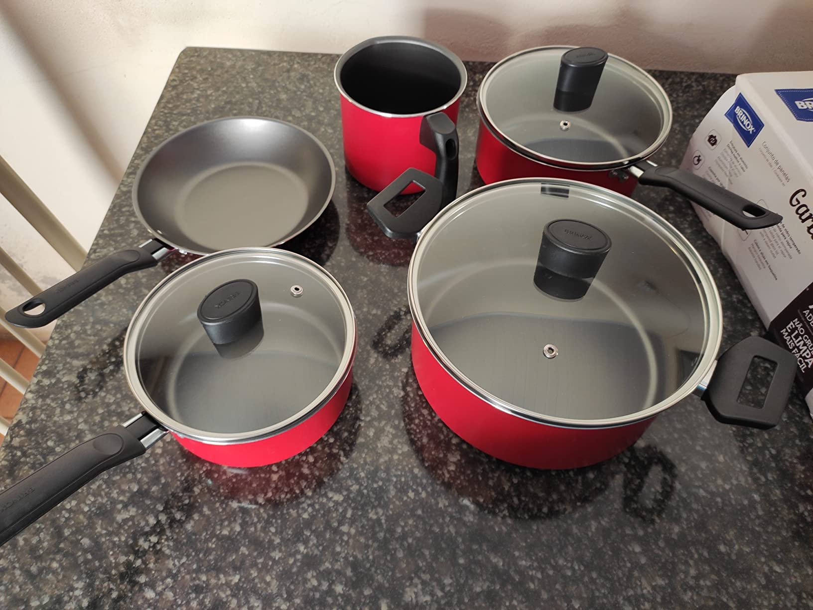 Jogo de Panelas Antiaderente Brinox Garlic 5 peças Vermelho na Casas Bahia
