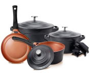 Jogo de Panelas Antiaderente Cerâmica Preto 4 Peças LE COOK Alças de Silicone Alta Performance na Amazon