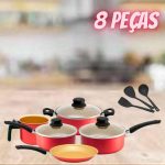Jogo De Panelas Antiaderente Cereja Arnix 8 Peças na Magazine Luiza