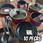 Jogo De Panelas Antiaderente Com 10 Peças Tramontina Turim Starflon Max 2789928 Vermelho na Amazon
