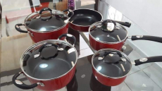 Jogo de Panelas Antiaderentes Tramontina Mônaco 20899750 Vermelho na Amazon