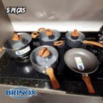 Jogo de Panelas Brinox Antiaderente Ceramic Life 5 Peças Smart Plus C/ Indução Granito na Casas Bahia