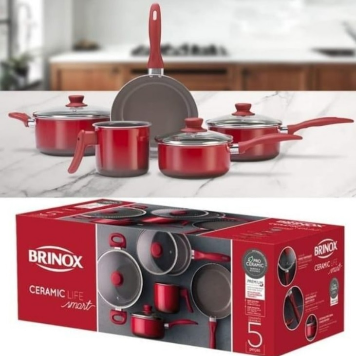 Jogo de Panelas Brinox Ceramic Life Easy com Revestimento Cerâmico 5 Peças na Americanas