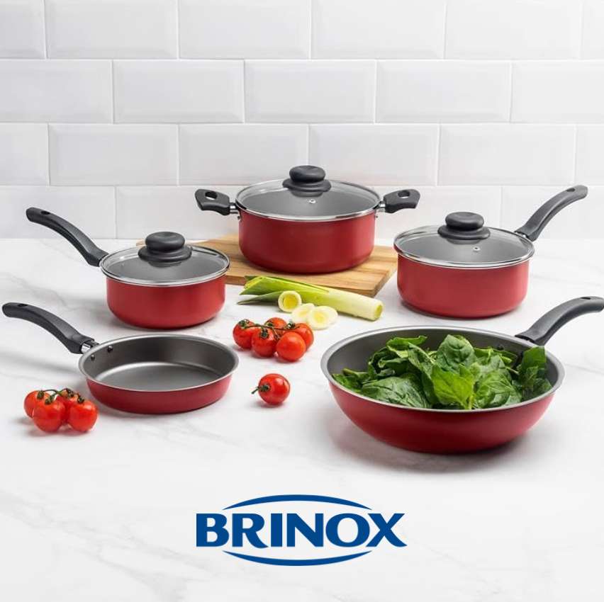 Jogo De Panelas Brinox Garlic Antiaderente 5 Peças Vermelho na Amazon