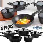 Jogo de Panelas Brinox Revestimento Cerâmico de Alumínio Preto 5 Peças Carbon Ceramic Life na Magazine Luiza