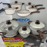 Jogo de Panelas Brinox Revestimento Cerâmico de Alumínio Vanilla 5 Peças Optima na Magazine Luiza