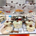 Jogo de Panelas Brinox Revestimento Cerâmico de Alumínio Vanilla 5 Peças Optima na Magazine Luiza