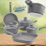 Jogo de Panelas Brinox Revestimento Cerâmico – de Alumínio Marble Cinza 5 Peças na Magazine Luiza