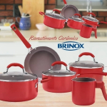 Jogo de Panelas Brinox Revestimento Cerâmico – de Alumínio Vermelho 5 Peças Premier na Magazine Luiza