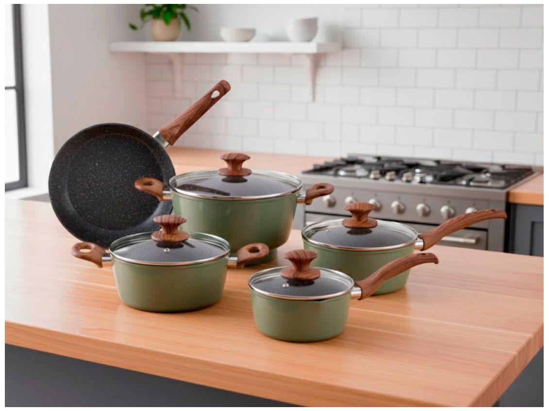 Jogo de Panelas Brinox Verde Olive 5 Peças na Amazon
