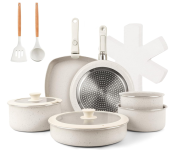 Jogo de Panelas com alça removível 18 Peças, antiaderente Punho destacável, indução na Amazon