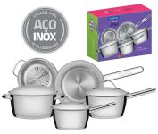 Jogo de Panelas com Fundo Triplo 5 Peças Tramontina Inox na Amazon