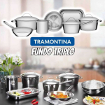 Jogo de Panelas com Fundo Triplo 7 Peça Tramontina Inox na Amazon