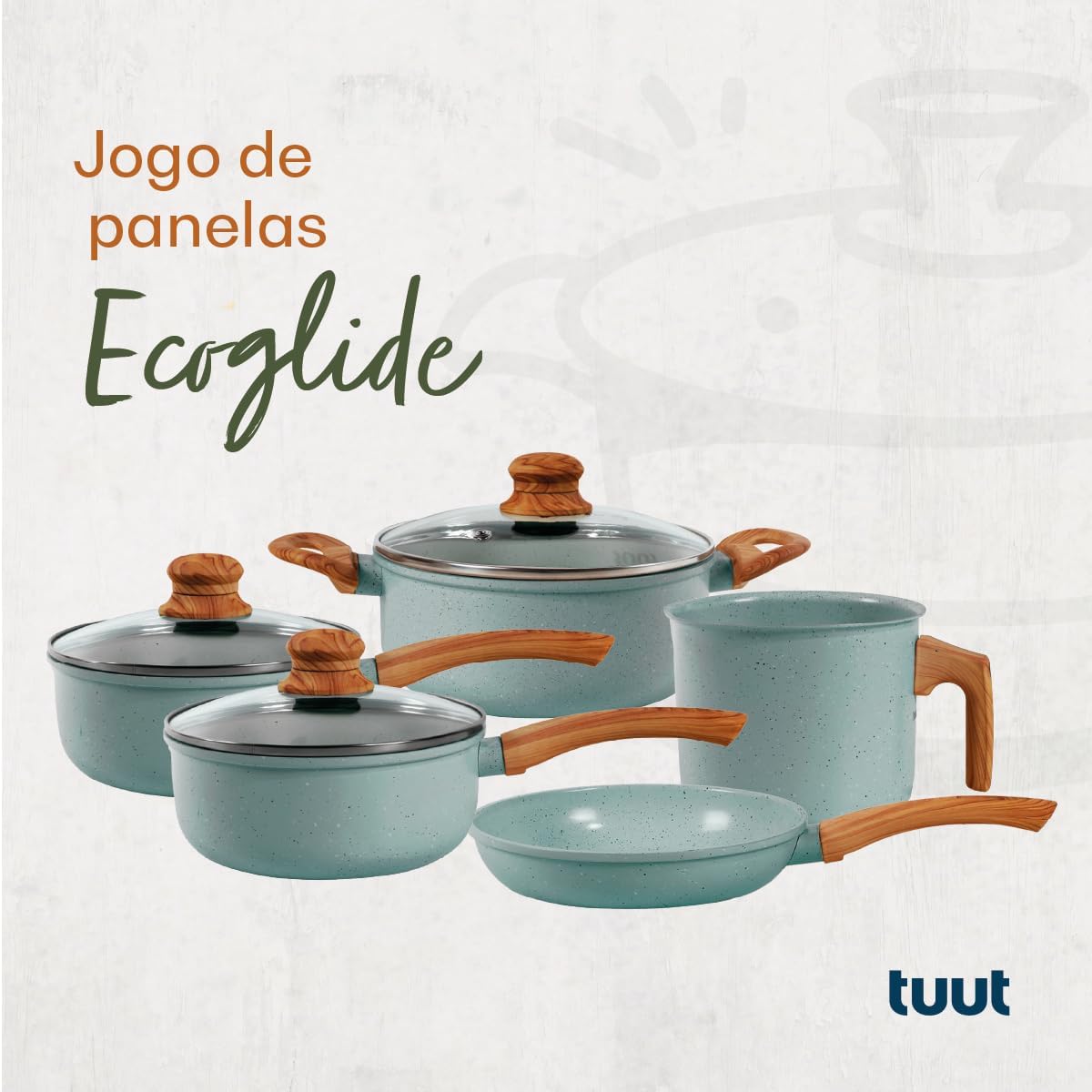 Jogo de Panelas de Alumínio Revestimento Cerâmico com Antiaderente Ecoglide Tuut Marble 5 peças na Amazon