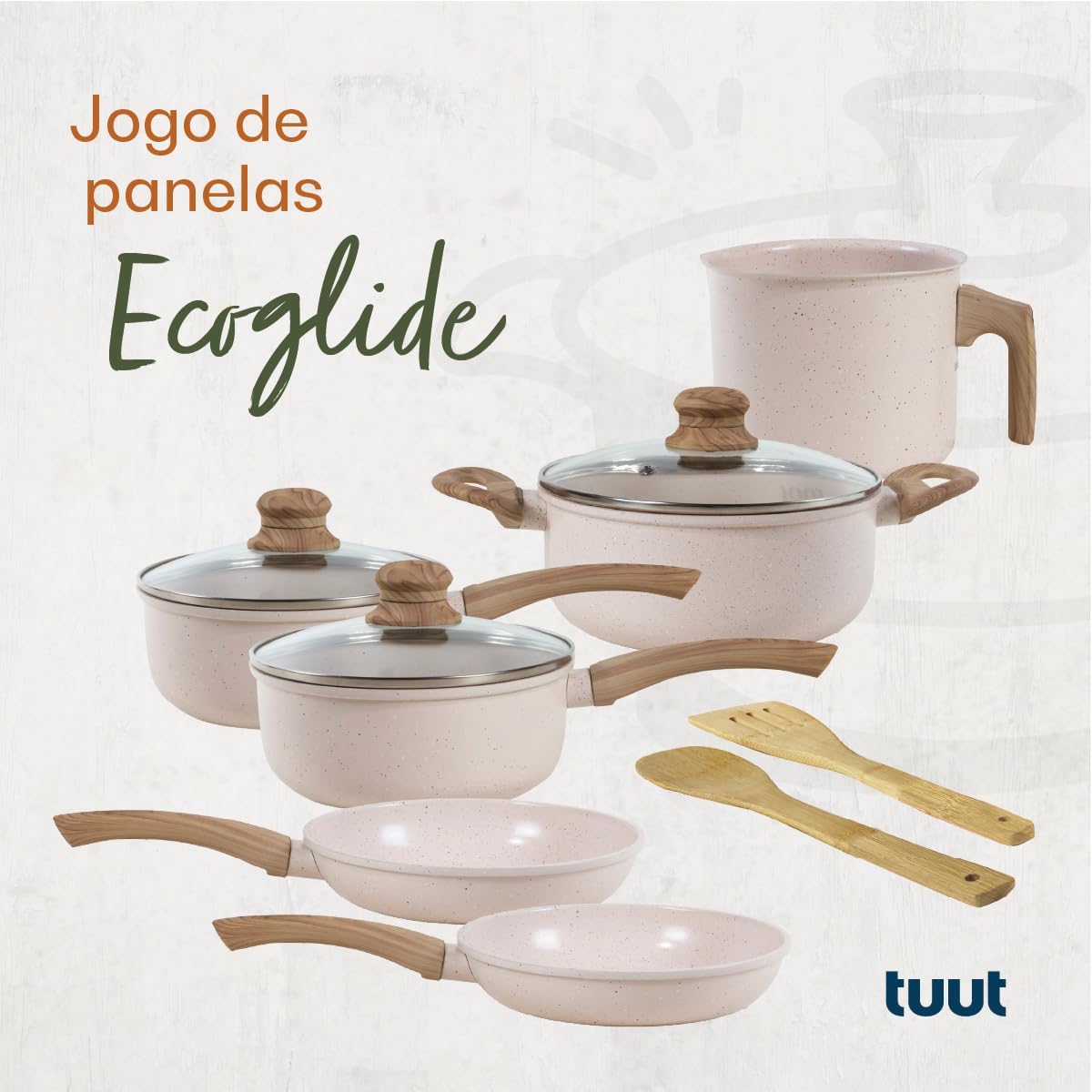 Jogo de Panelas de Alumínio Revestimento Cerâmico com Antiaderente Ecoglide Tuut Vanilla 8 peças na Amazon