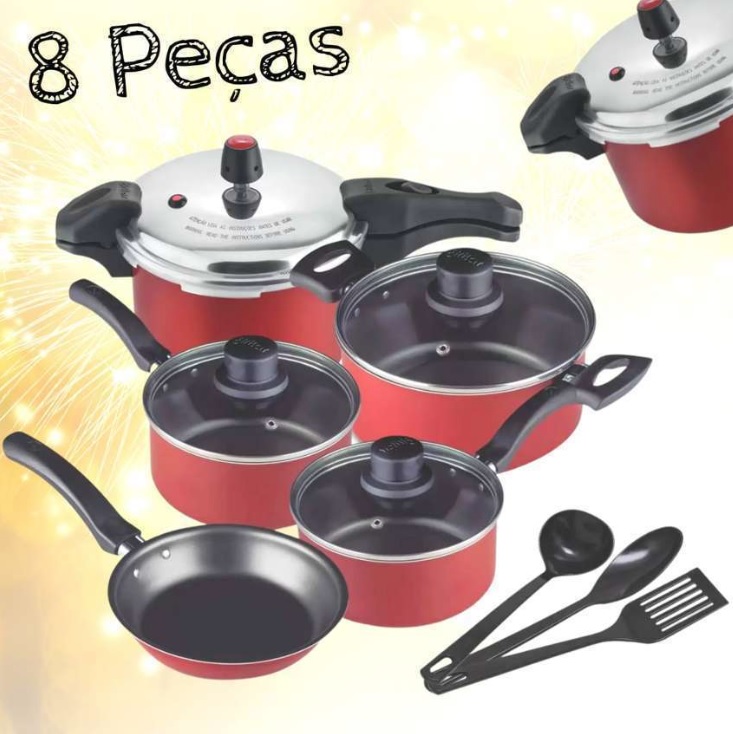 Jogo de Panelas Eirilar Antiaderente de Alumínio – Bordô 8 Peças Especial Eiriflon Supreme na Magazine Luiza