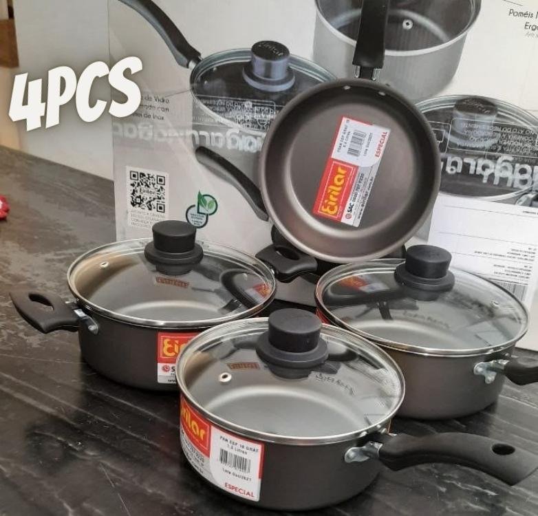 Jogo de Panelas Eirilar Antiaderente de Alumínio – Grafite 4 Peças 1448 na Amazon