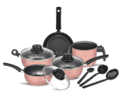 Jogo de Panelas Elegan com Tampa Vidro 8 Peças- Rosa na Amazon