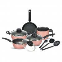 Jogo De Panelas Elegan Com Tampa Vidro 8 Peças- Rosa na Amazon