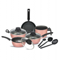 Jogo De Panelas Elegan Com Tampa Vidro 8 Peças- Rosa na Amazon