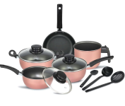 Jogo de Panelas Elegan com Tampa Vidro – 8 Peças- Rosa na Amazon