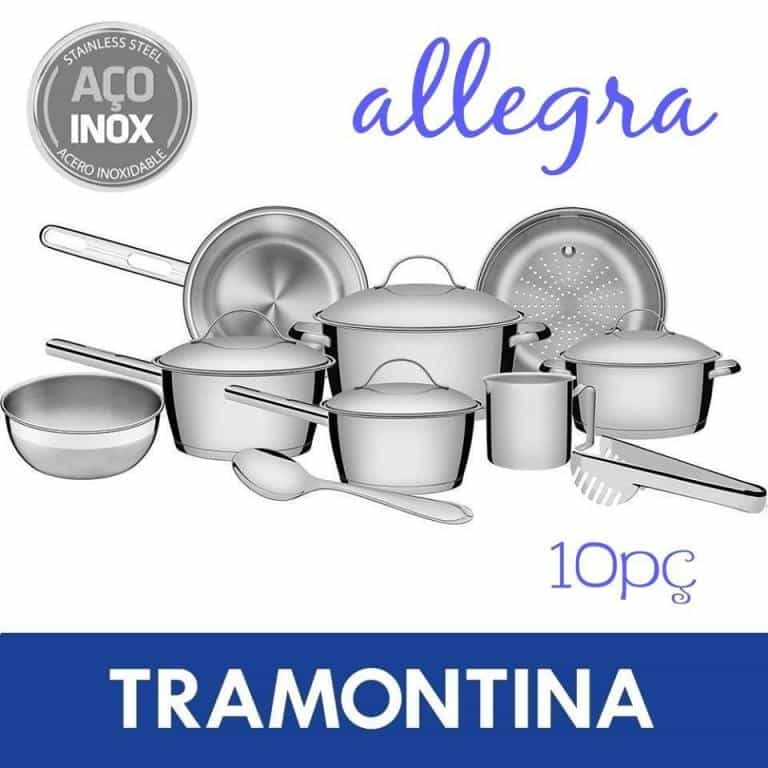 Jogo de Panelas em AÇO Inox 10 peças Tramontina na Amazon