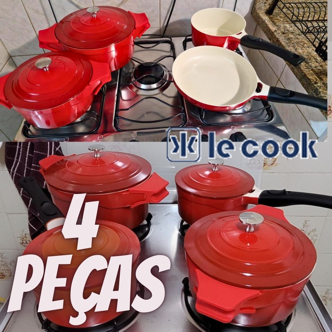 Jogo de Panelas Premier Le Cook Antiaderente Revestimento Cerâmica Laranja 4 Peças na Amazon