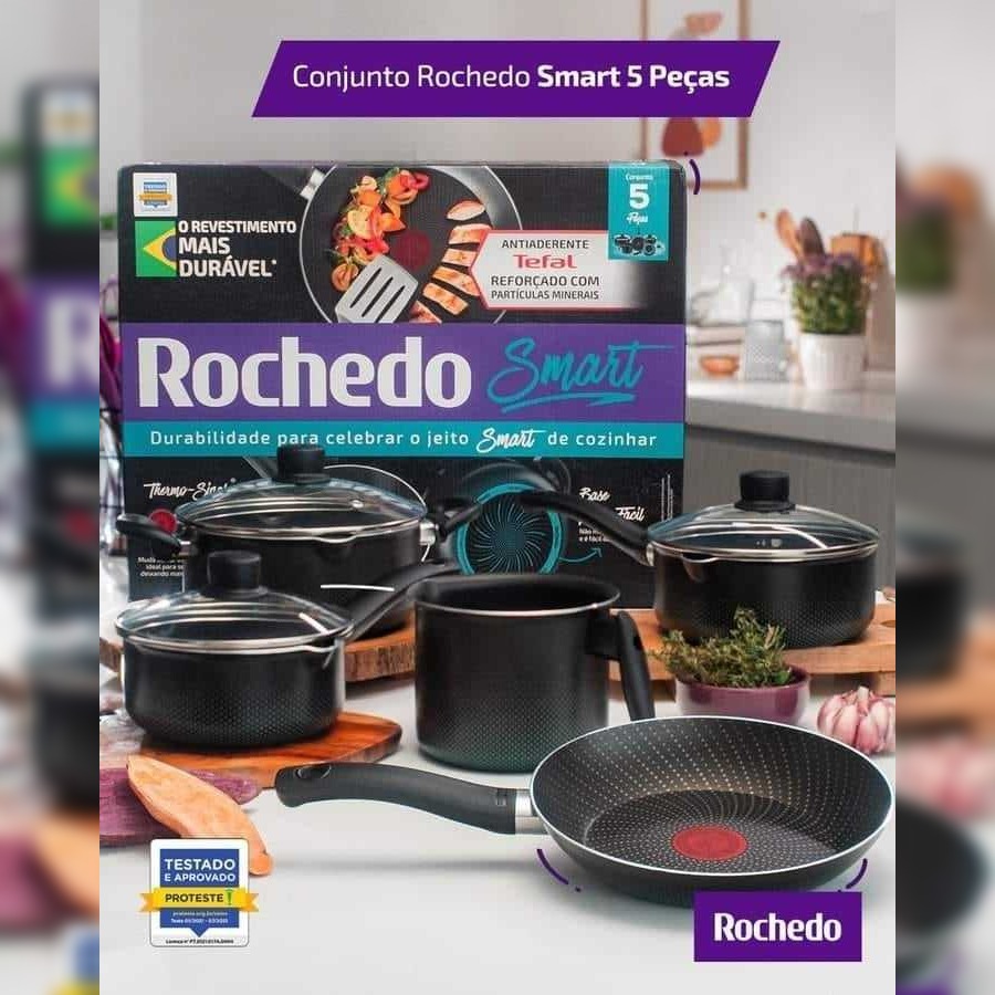 Jogo de Panelas, Rochedo, Smart, 5 peças, Preto na Amazon