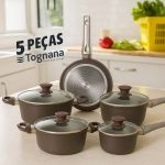 Jogo de Panelas Tognana Antiaderente de Alumínio Marrom 5 Peças Perolado na Amazon
